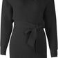 Long Sleeve Backless Wrap Knit Sweater Mini Dress